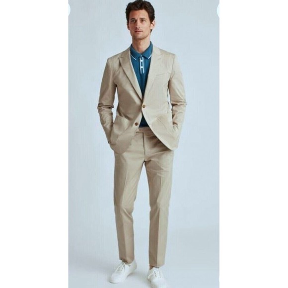 BONOBOS Tessuti Sondrio Stretch Chambray Mens Suit / Blazer 42R Slim / Pants 35